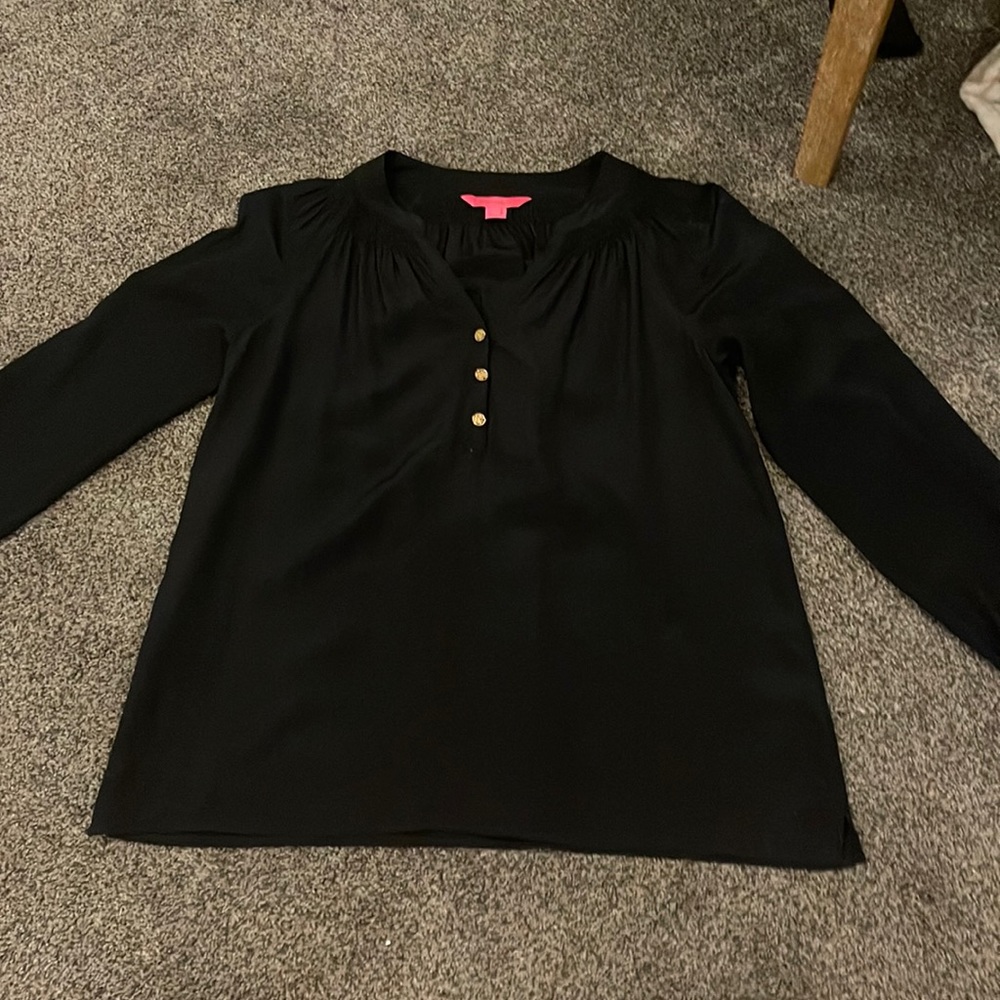 lily pullitzer silk top - barely worn - black